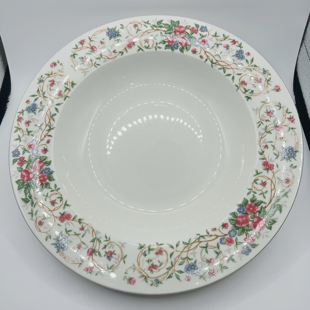 Farberware Monaco Soup Salad Bowl 9.25" Fine China Floral Gold Trim Vintage